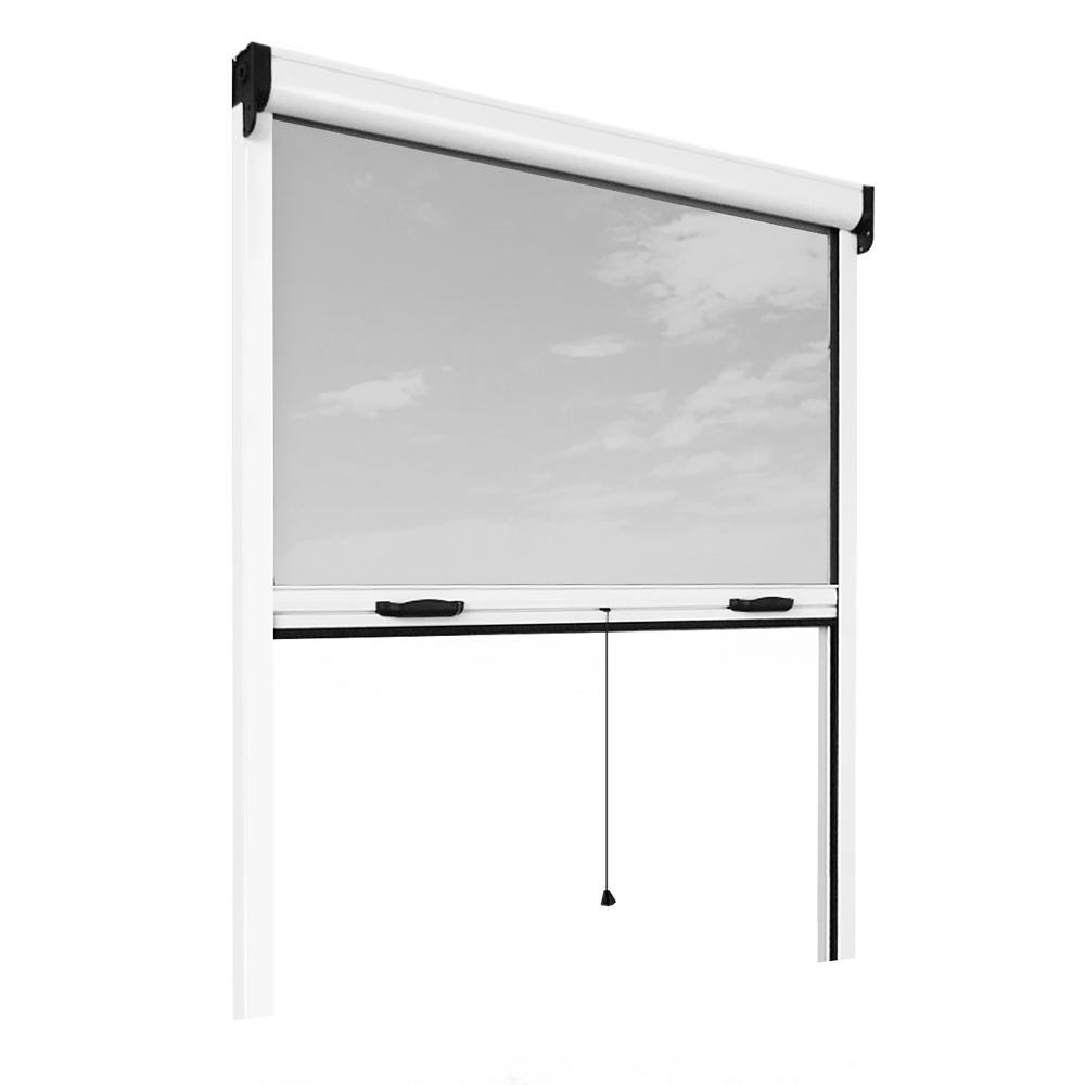 47 In X 67 In Adjustable Width Height White Aluminum Fiberglass Vertically Retractable Window Insect Screen Frame