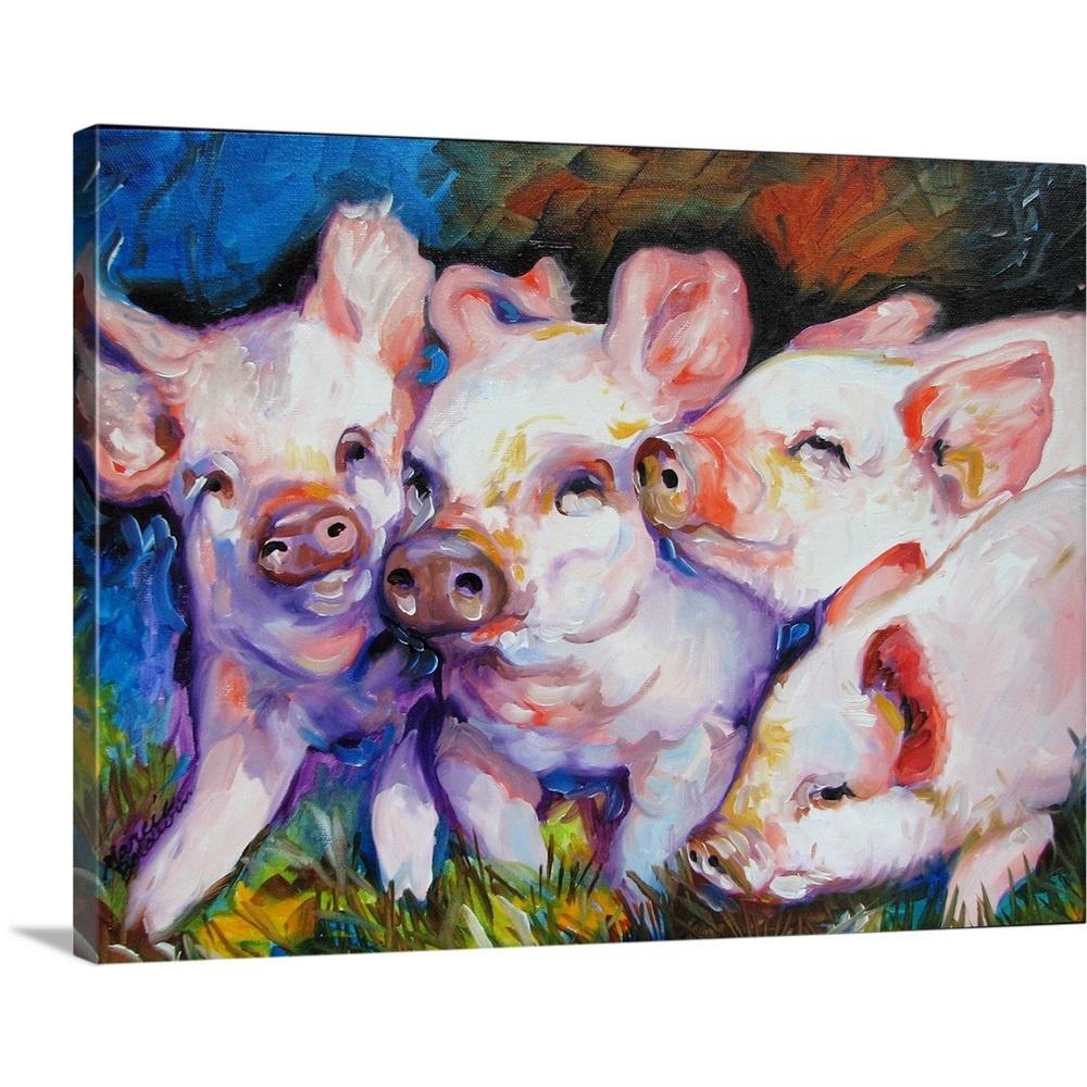 Greatbigcanvas Dirty Little Pigs By Marcia Baldwin Canvas Wall Art 2527426 24 24x18 The Home Depot