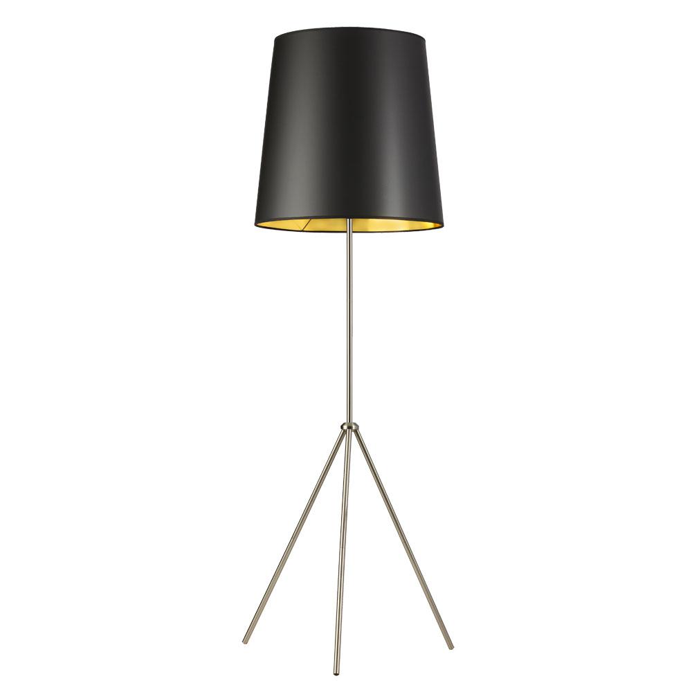Filament Design 66 In Satin Chrome Floor Lamp With Black On Gold Satin Chrome Floor Lamp With Black On Gold Shade