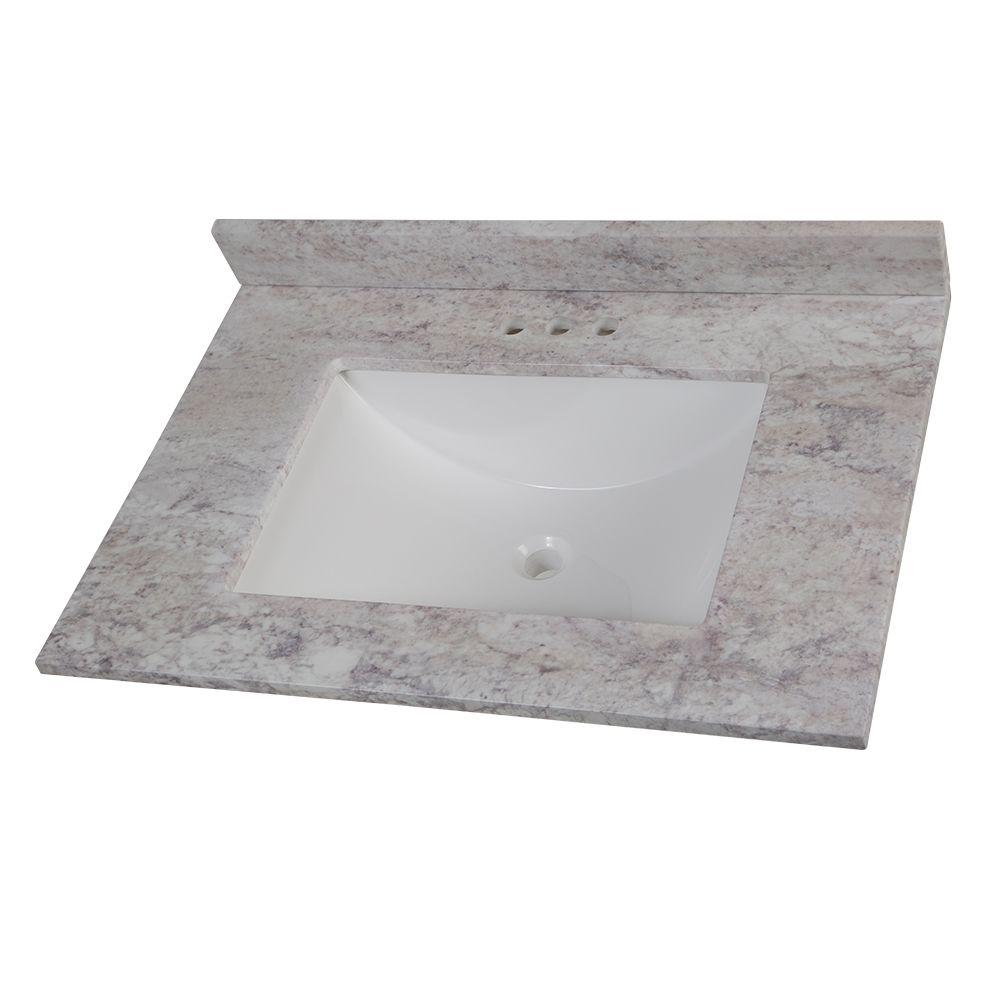 Home Decorators Collection 31 In W Stone Effects Vanity Top In Winter Mist With White Sink