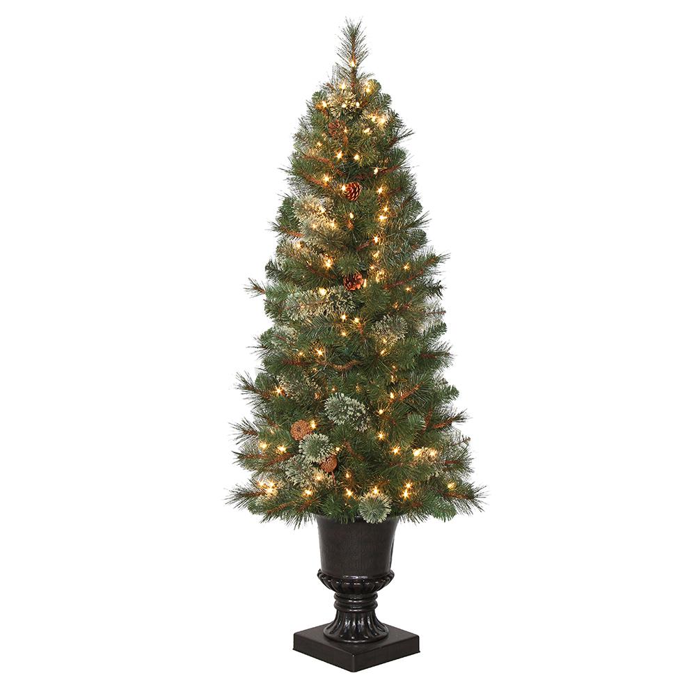 Home Accents Holiday 4.5 ft. Pre-Lit LED Alexander Pine Potted Artificial Christmas Tree with 263 Tips and 150 Warm White Lights