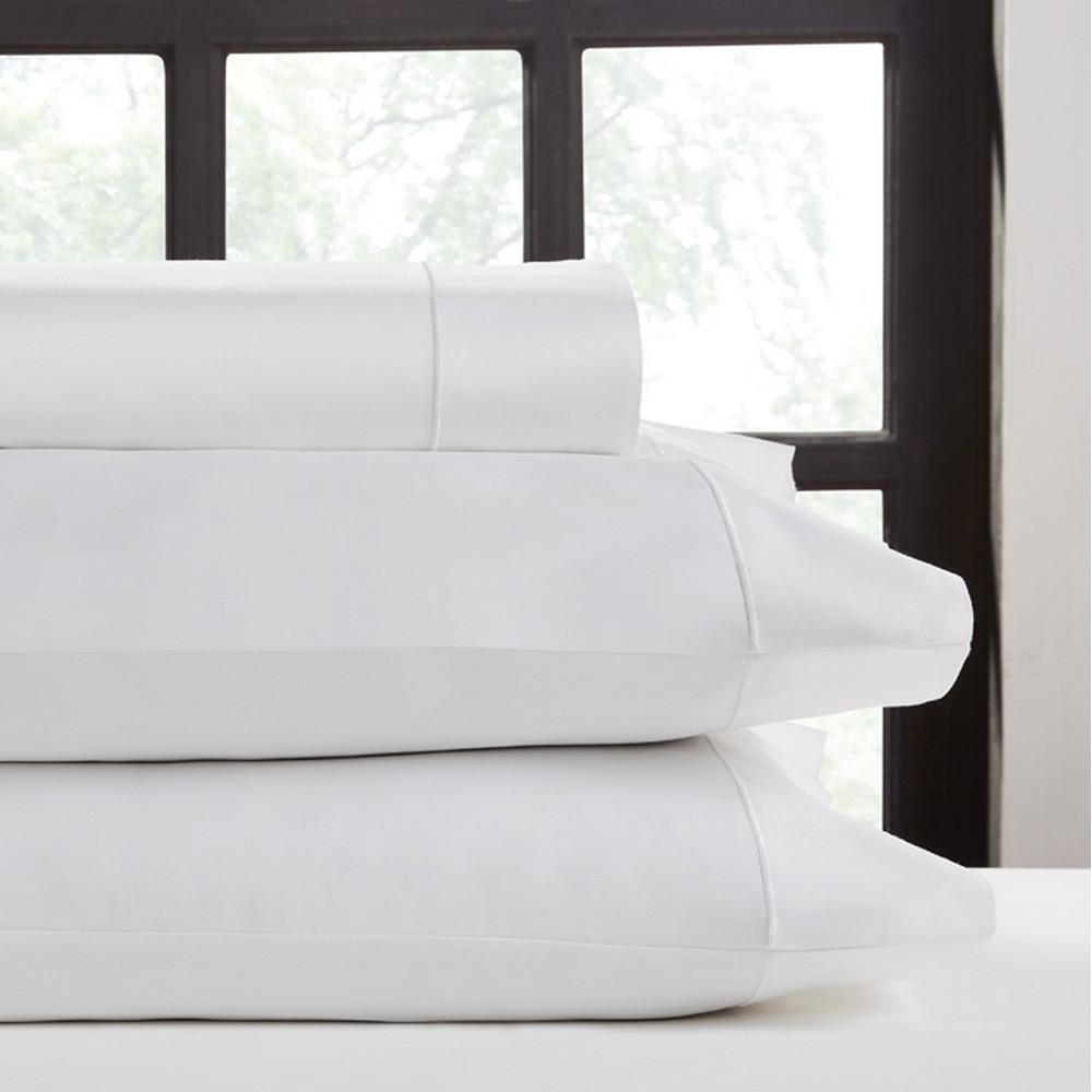 PERTHSHIRE Platinum 4-Piece White Solid 520 Thread Count Cotton Queen Sheet Set was $179.99 now $71.99 (60.0% off)