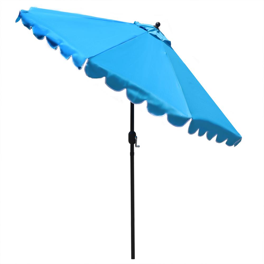 Maypex 9 Ft Steel Market Crank And Tilt Square Scallop Patio Umbrella In Aqua 300262 A The Home Depot