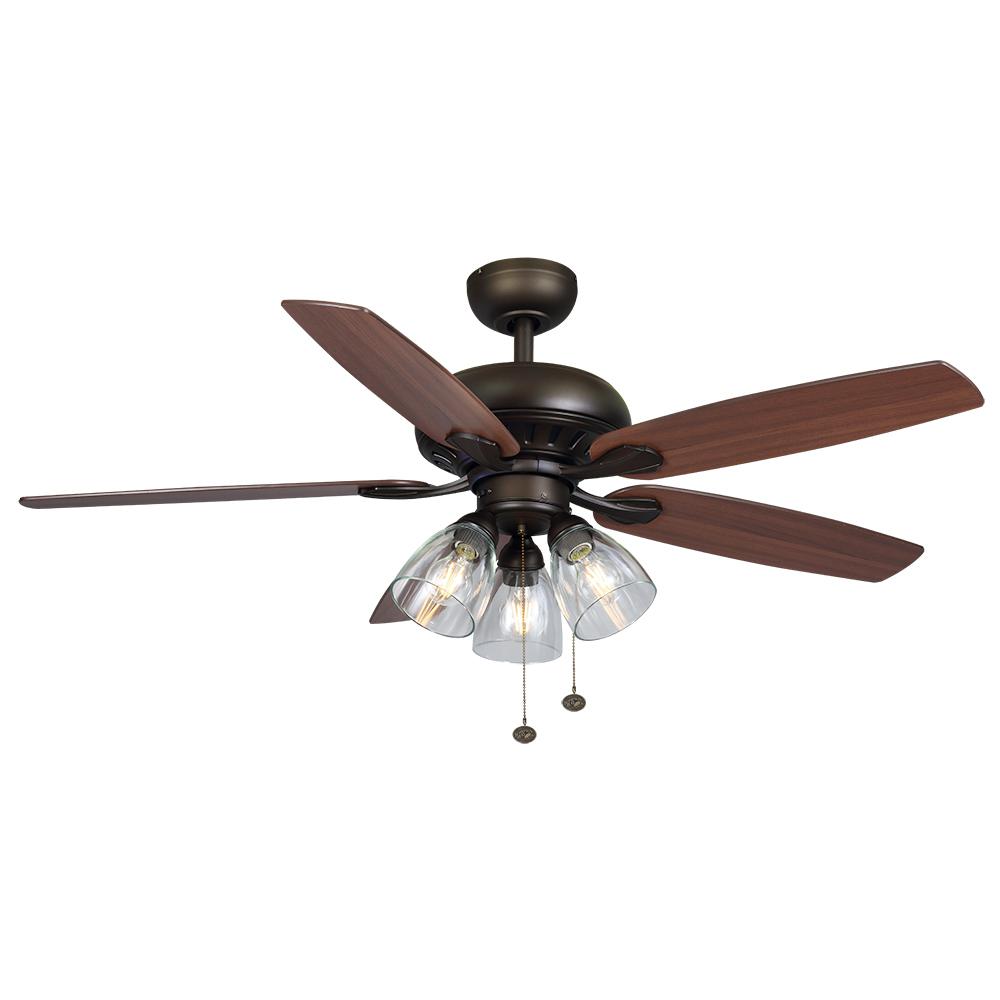 Hampton Bay Rockport 52 in. Bronze LED Ceiling Fan with Light kit Without glass