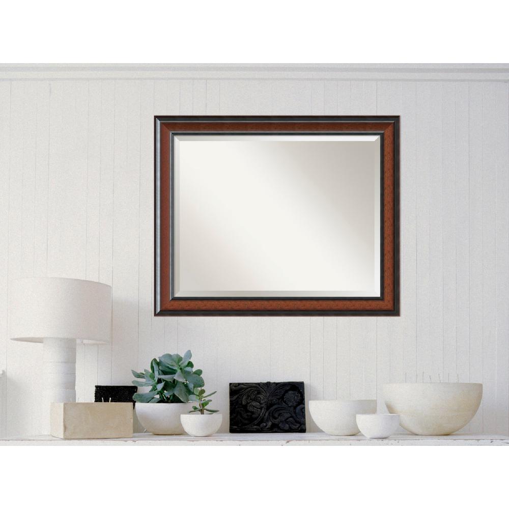 Um Brown Wood Mirrors Wall Decor The Home Depot Cyprus Walnut Wood 33 In W X 27 H Traditional Framed Mirror
