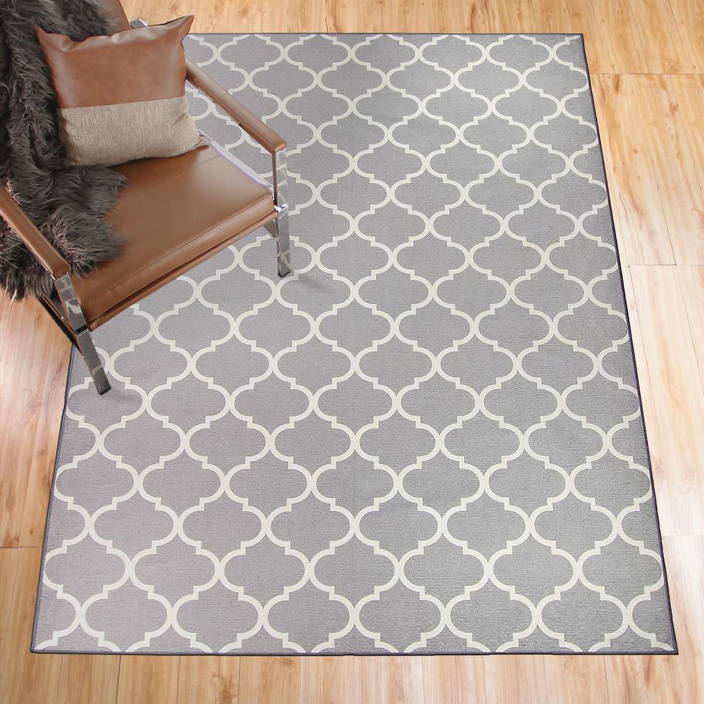 Ruggable Washable Moroccan Trellis Light Grey 8 ft. x 10 ft. Stain