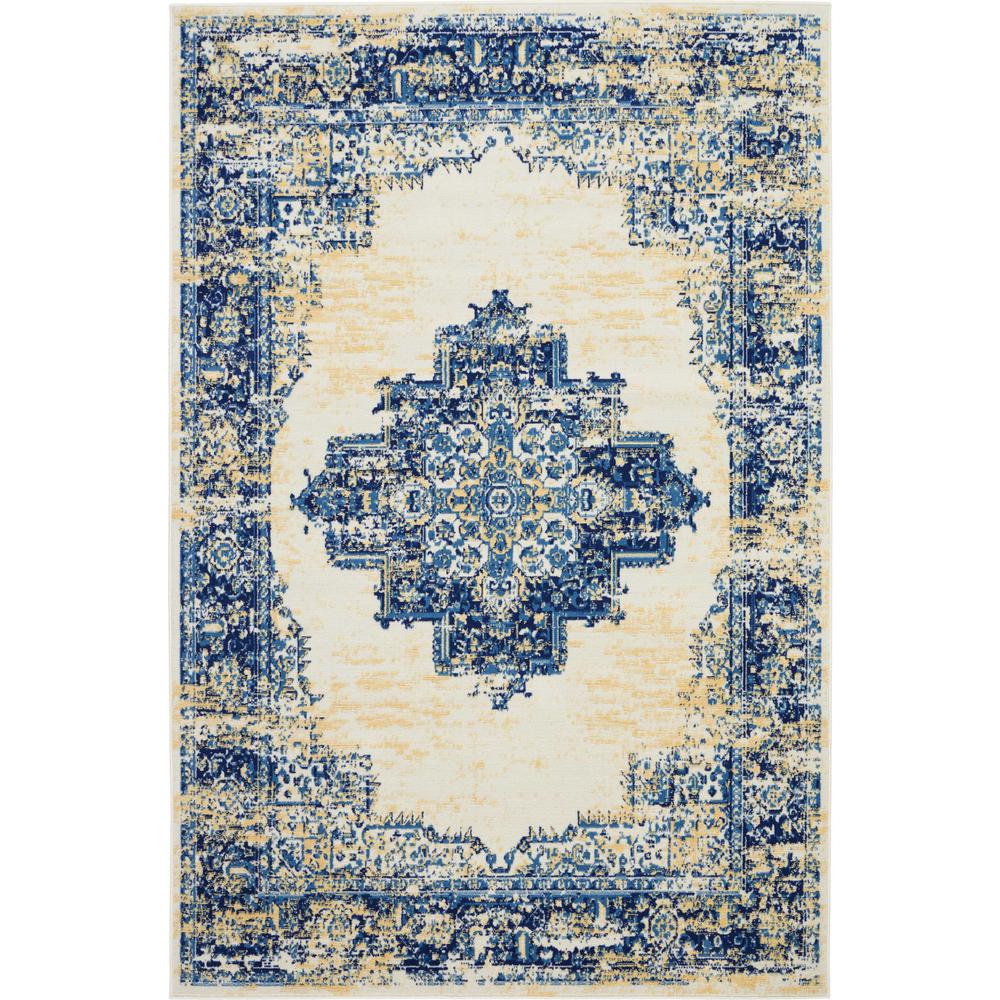 Nourison Grafix 6 ft. x 9 ft. White and Blue Persian Area Rug459046