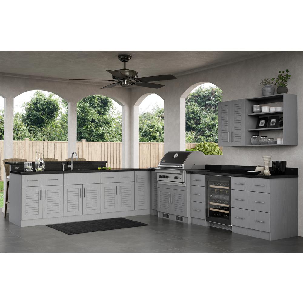 Weatherstrong Assembled 12x30x12 In Key West Open Back Outdoor Kitchen Wall Cabinet With 1 Door Left In Rustic Gray Wsw1230l Krg The Home Depot