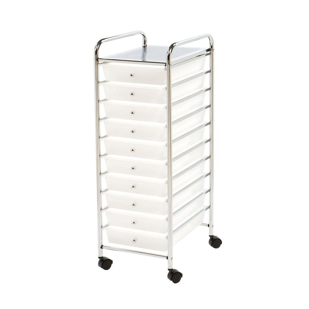 Seville Classics Frosted White 10 Drawer Organizer Cart She16218wb