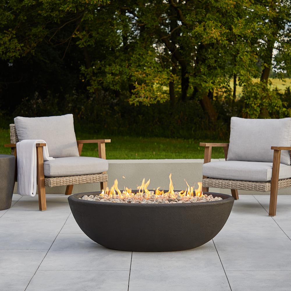 Real Flame Riverside 48 in. x 15 in. Oval Concrete Composite Propane ...