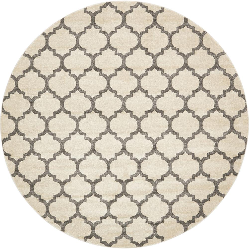 Unique Loom Geometric Trellis Beige 10 ft. x 10 ft. Round Rug3128671