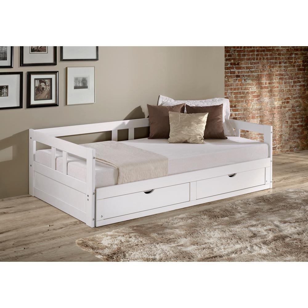 Alaterre Furniture Melody White Twin To King Bed With Under Bed