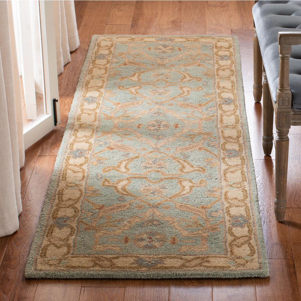 Safavieh Antiquity Teal Beige 2 Ft X 14 Runner Rug At311b 214