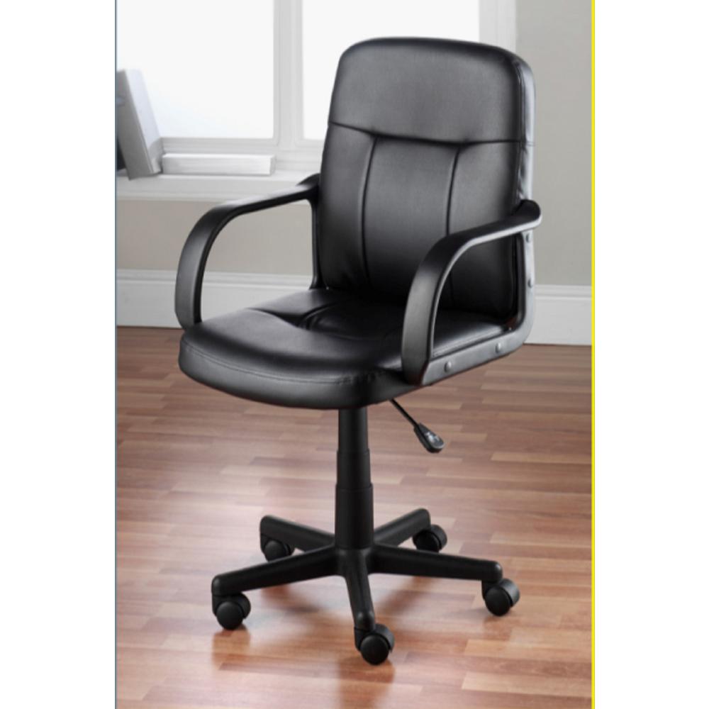 Hodedah Black PU Leather Mid Back Office Chair-HI-1011 - The Home Depot