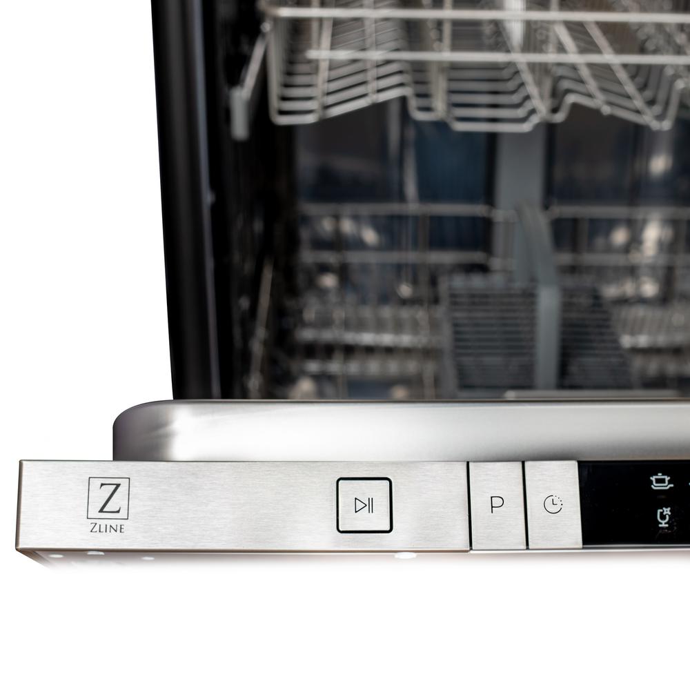 Zline Kitchen And Bath 24 In Top Control Dishwasher In Durasnow Finished Stainless Steel With Stainless Steel Tub And Traditional Style Handle Dw Ss H 24 The Home Depot