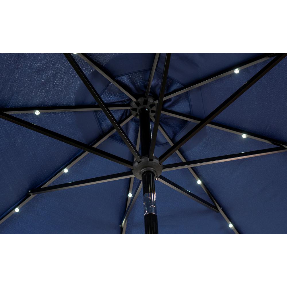 Sun Ray 9 Ft X 7 Ft Rectangular Market Solar Lighted Patio Umbrella In Navy 841050 The Home Depot