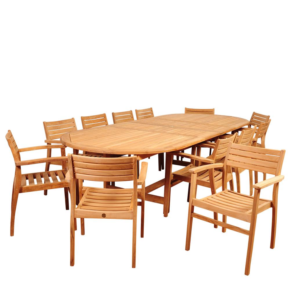 Amazonia Mondavi 13 Piece Wood Outdoor Dining Set En Ih Amazmo13