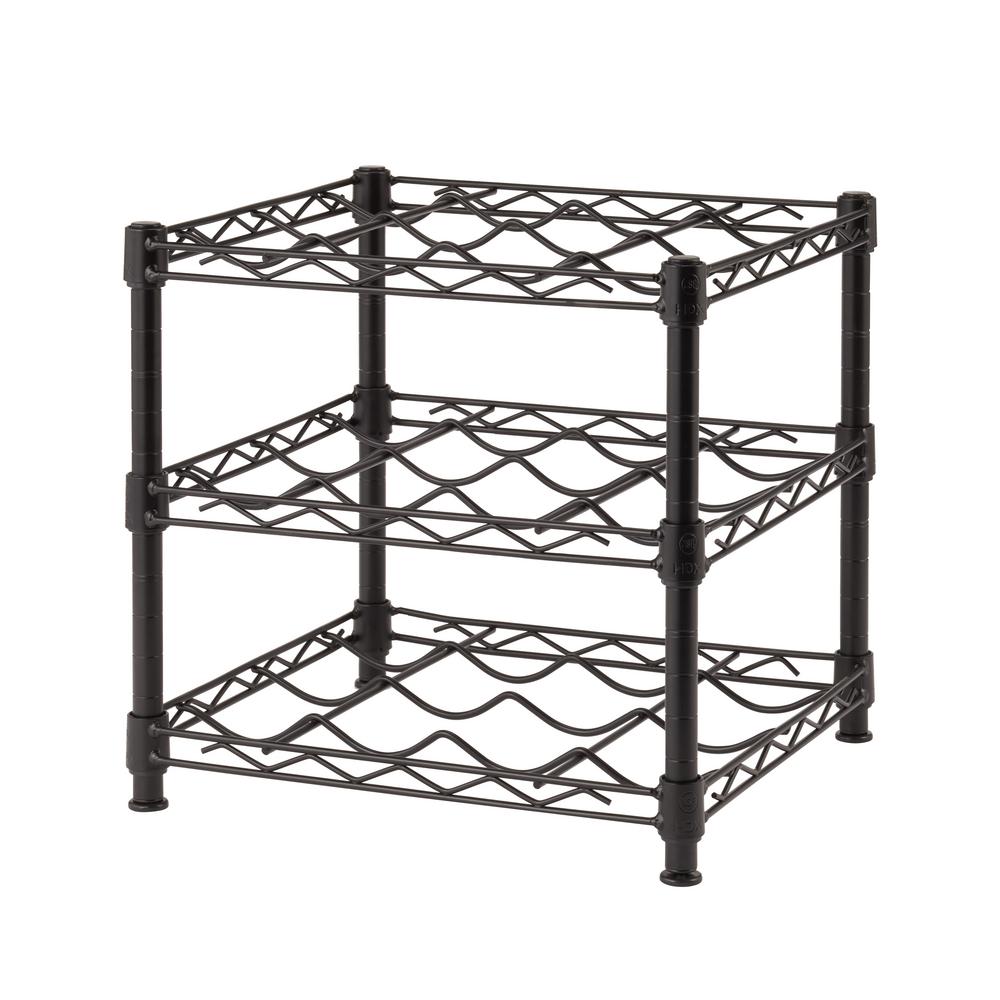 12-Bottle Black Floor Wine Rack
