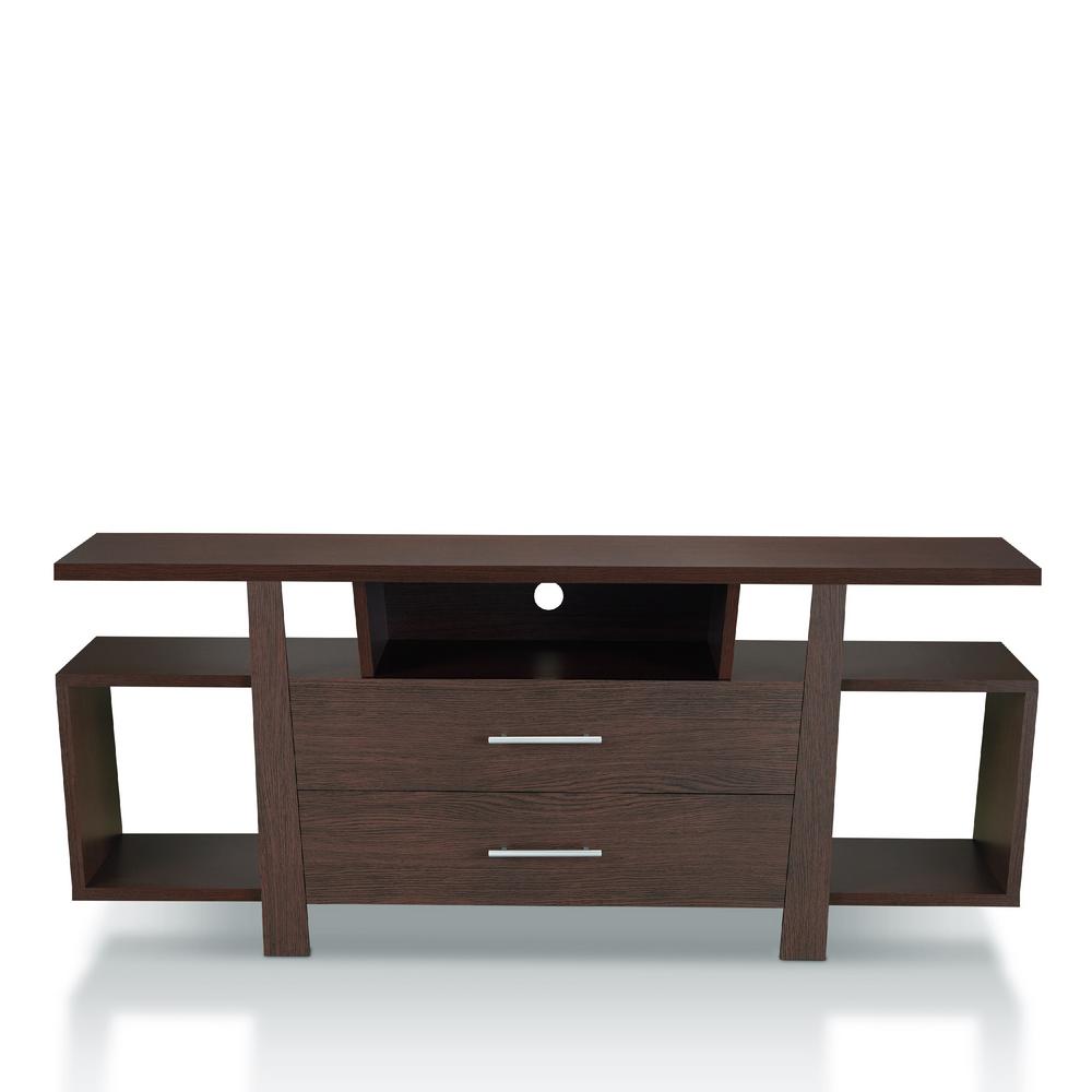 Furniture of America Citron 60 in. Espresso Wood TV Stand with 2 Drawer