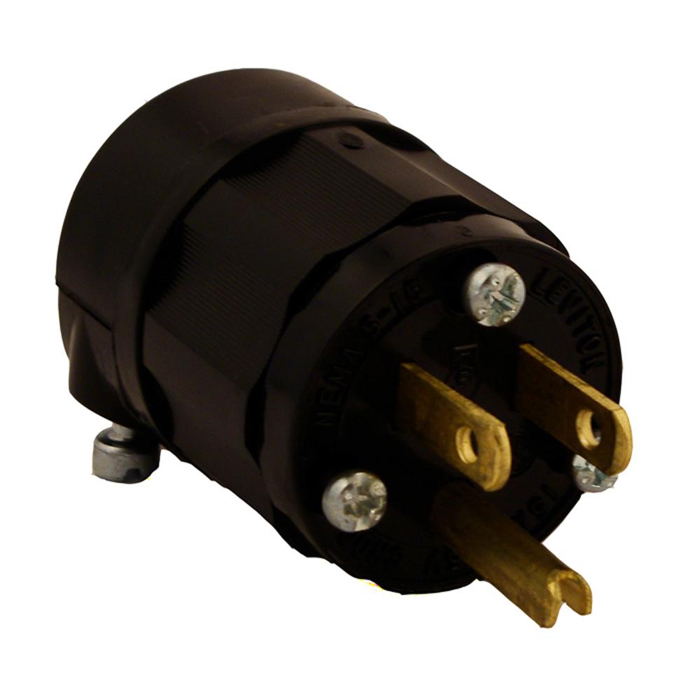 Leviton 15 Amp 125Volt Straight Blade Grounding Plug, Black5266CB