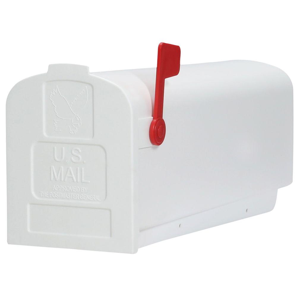 Gibraltar Mailboxes Deluxe Polybox PostMount Mailbox, WhitePL10W0201