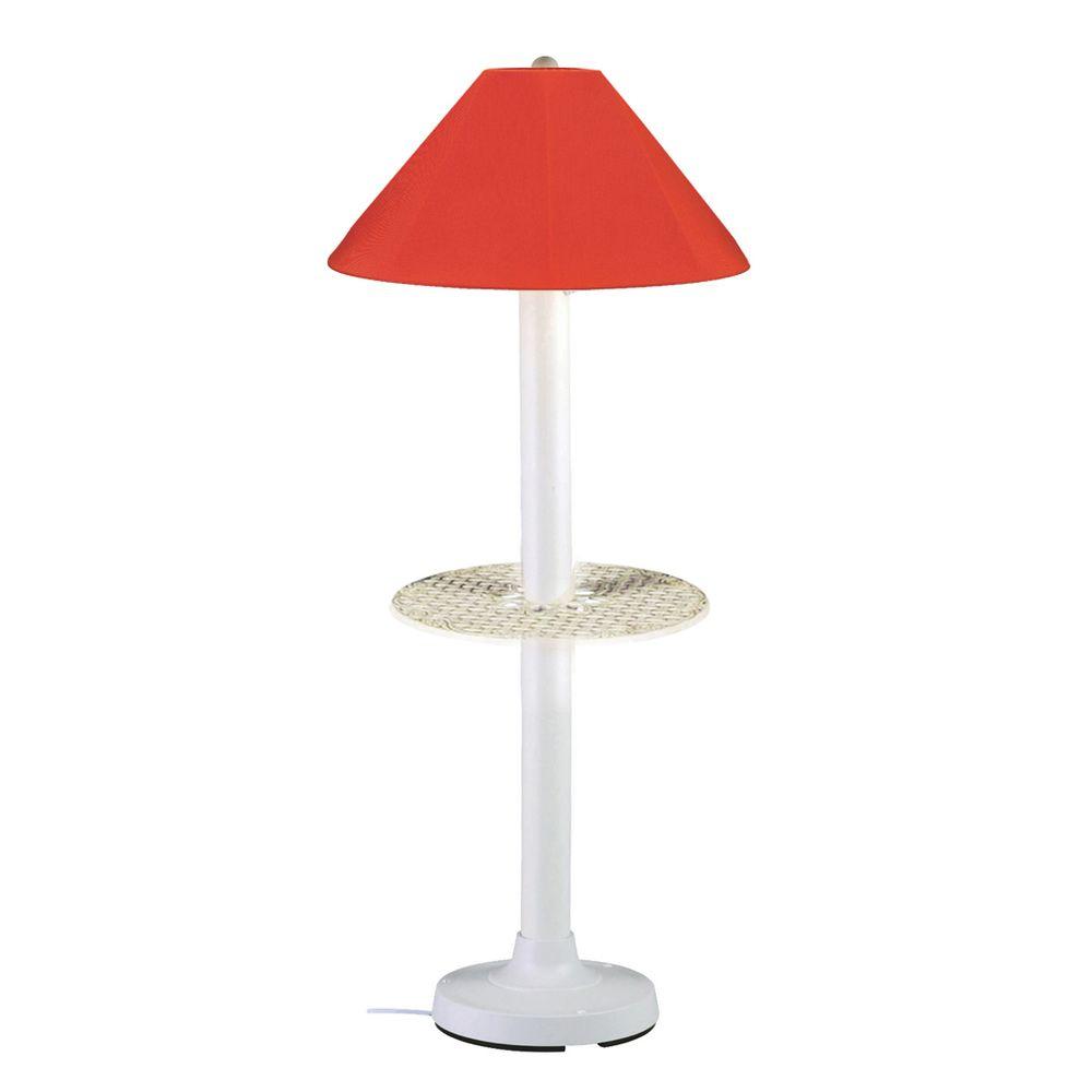 Patio Living Concepts Catalina 63 5 In White Outdoor Floor Lamp With Tray Table And Melon Shade