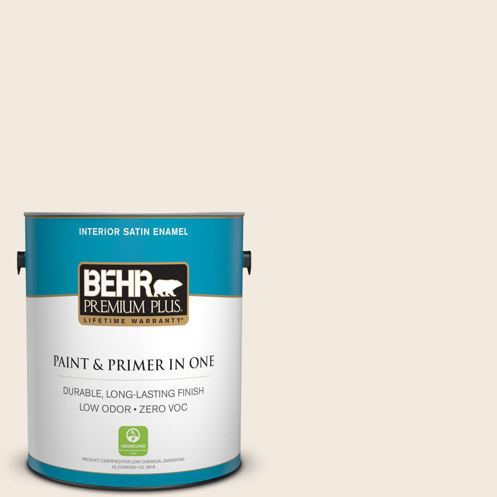 BEHR Premium Plus 1gal. WB710 Almond Cream Zero VOC Satin Enamel
