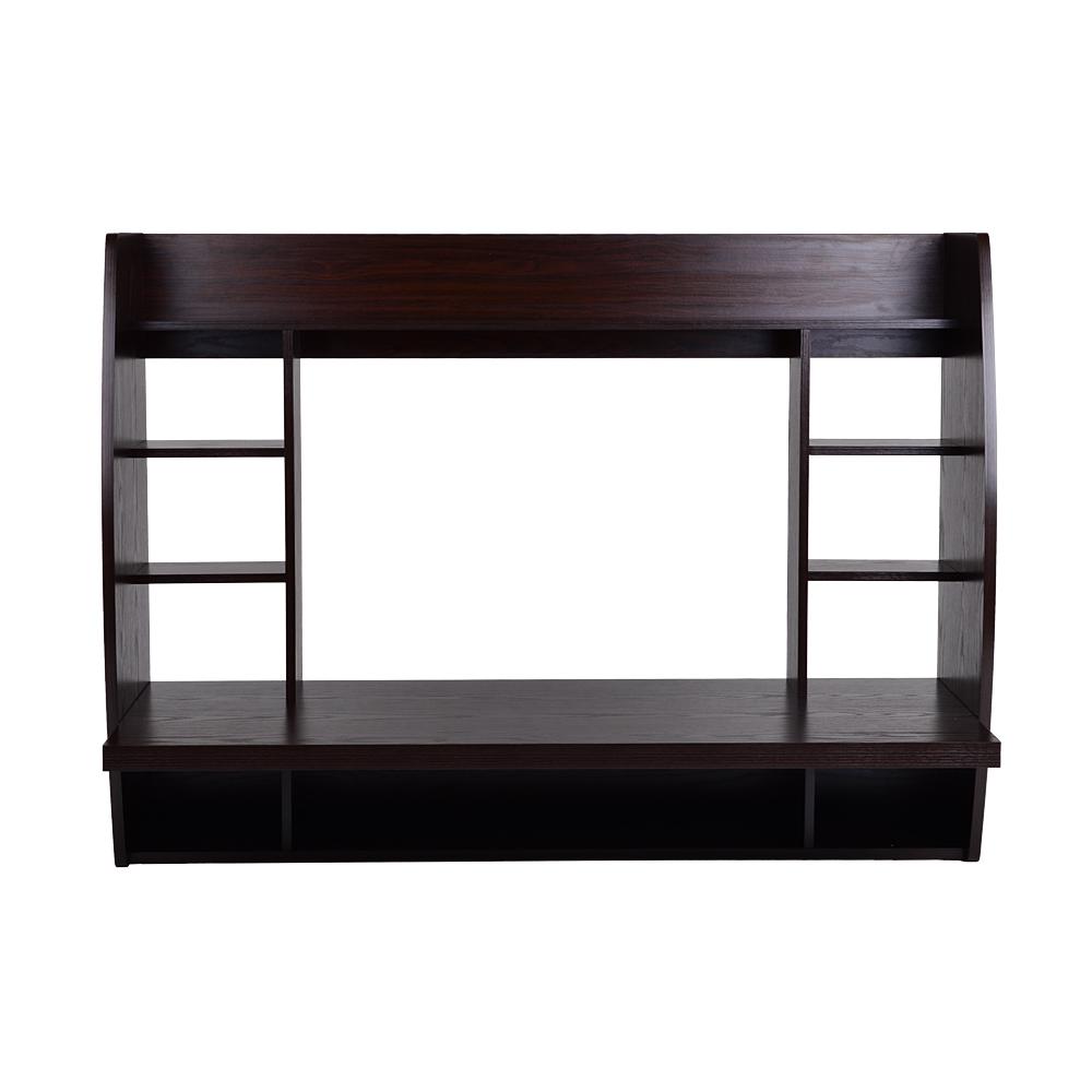 Utopia Alley Floating Espresso Melamine with Storage Wall Mount Desk