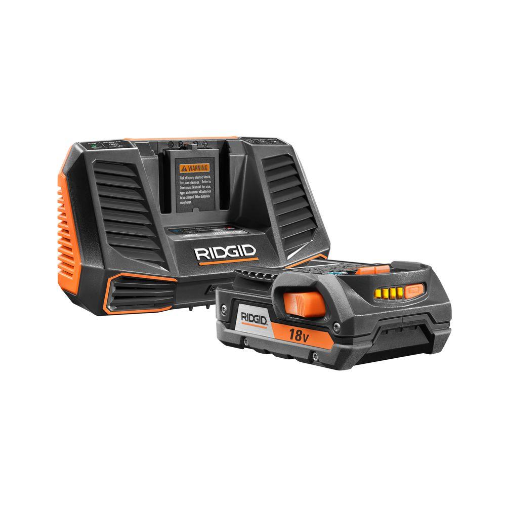 RIDGID 18-Volt HYPER Lithium-Ion Battery Pack 2.0Ah and Charger Kit ...