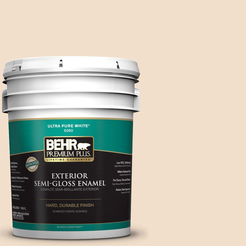 BEHR Premium Plus 5-gal. #S250-1 Macaroon Cream Semi-Gloss Enamel ...