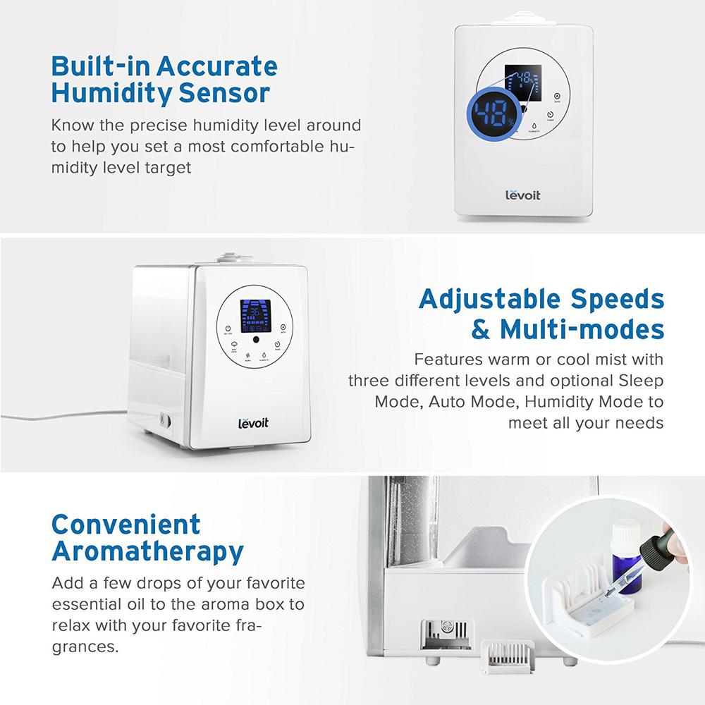 levoit lv600hh hybrid ultrasonic humidifier mist cool warm bedroom
