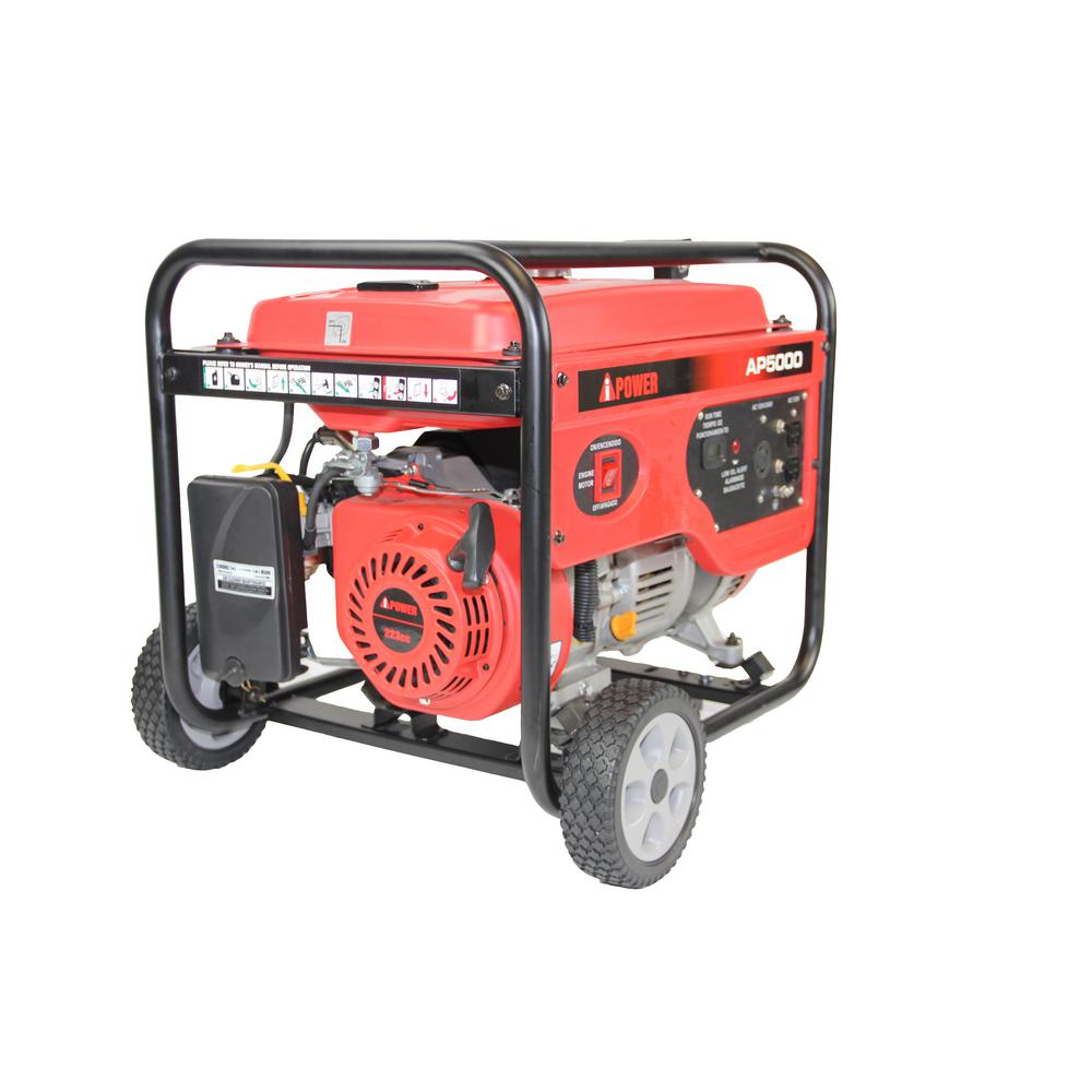 A Ipower 4000 Watt Gasoline Powered Manual Start Portable Generator Ap5000 The Home Depot