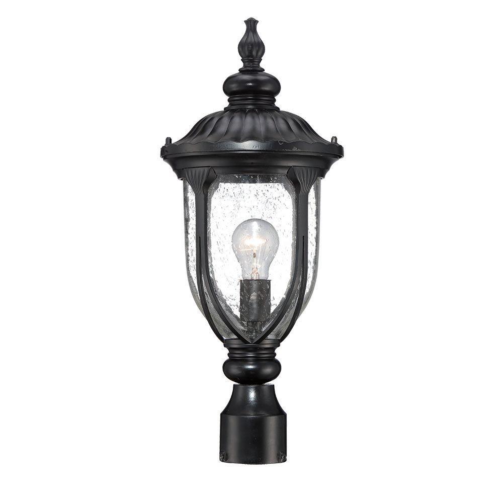 Cast Metal Post Lighting Outdoor The Home Depot Laurens Collection 1 Light Matte Black Outdoor Post Mount Fixture
