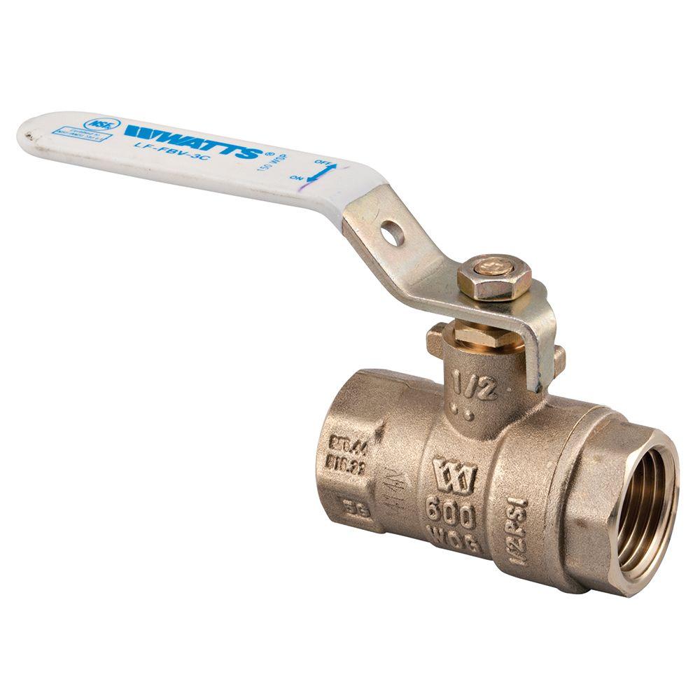 Watts 1/2 in. Brass FIP x FIP Full Port Threaded Ball Valve1/2 LFFBV