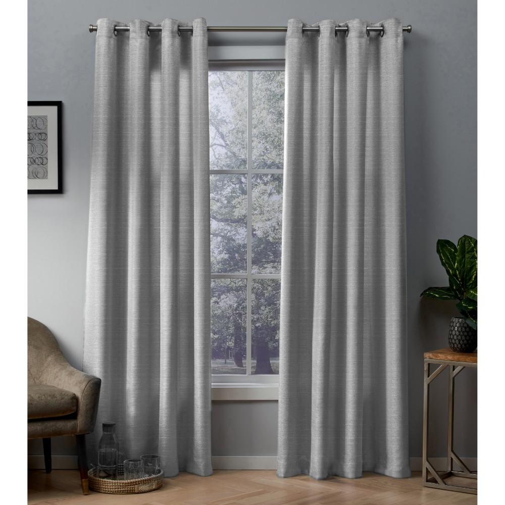 Whitby Silver Metallic Slub Yarn Textured Silk Look Grommet Top Window