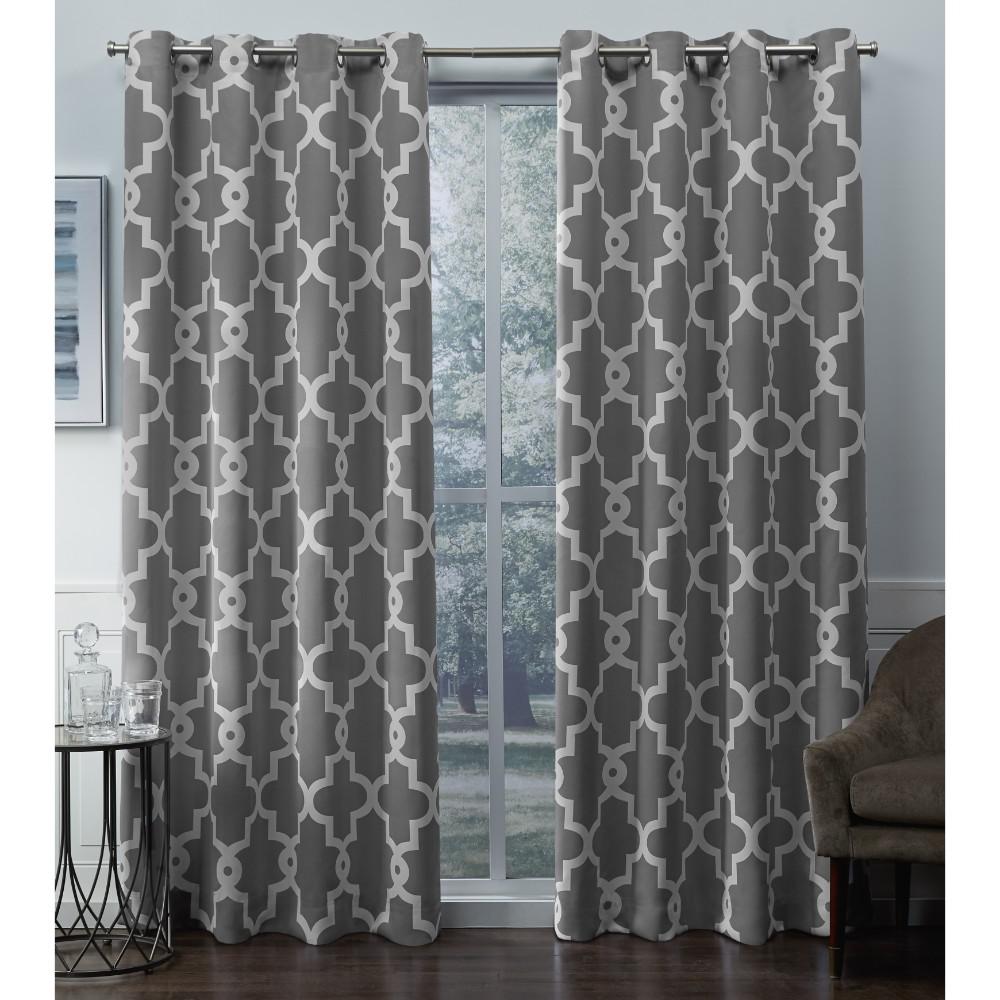 2 CROSS PRINTED SILVER GROMMET PANELS LINED BLACKOUT WINDOW CURTAIN TREATMENT