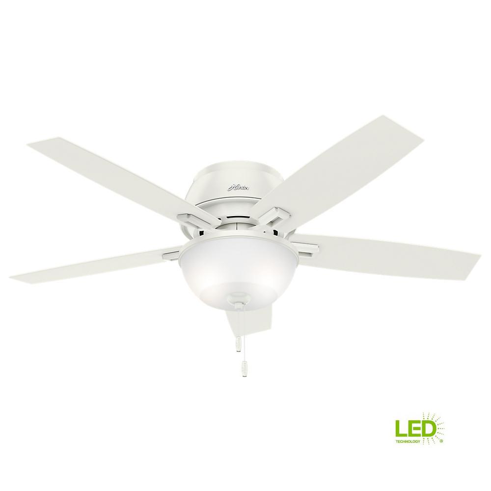 LED Indoor Low Profile Fresh White Bowl Ceiling Fan