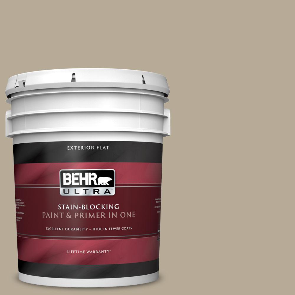 BEHR ULTRA 5 gal. N3104 Desert Khaki Flat Exterior Paint and Primer
