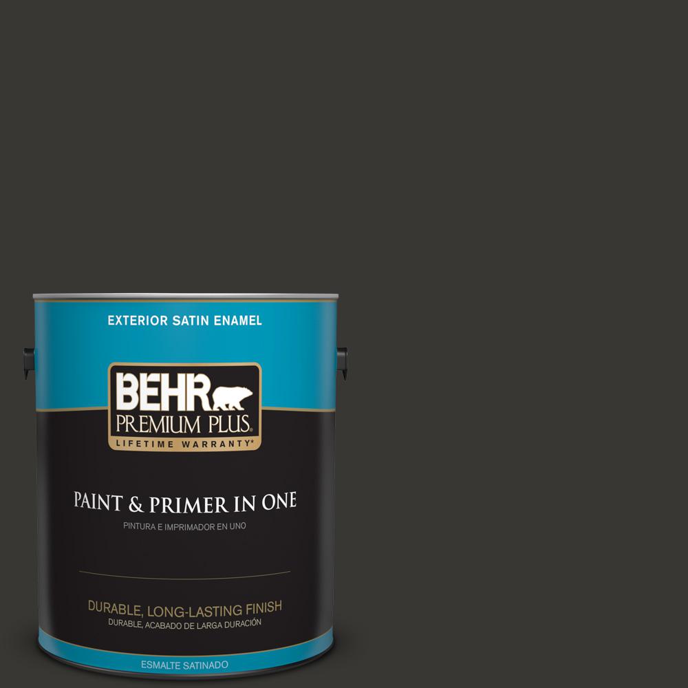 BEHR Premium Plus Ultra 1gal. T133 Black Lacquer Satin Enamel Exterior Paint985301 The