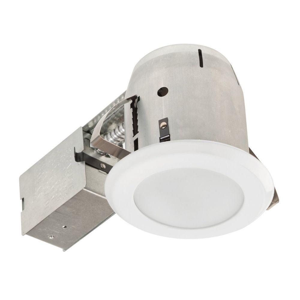 Globe Electric 5 In White Led Ic Rated Shower Lens Recessed Glossy White With Frosted Lens Led Ic Rated Shower Recessed Lighting Kit Bathroom