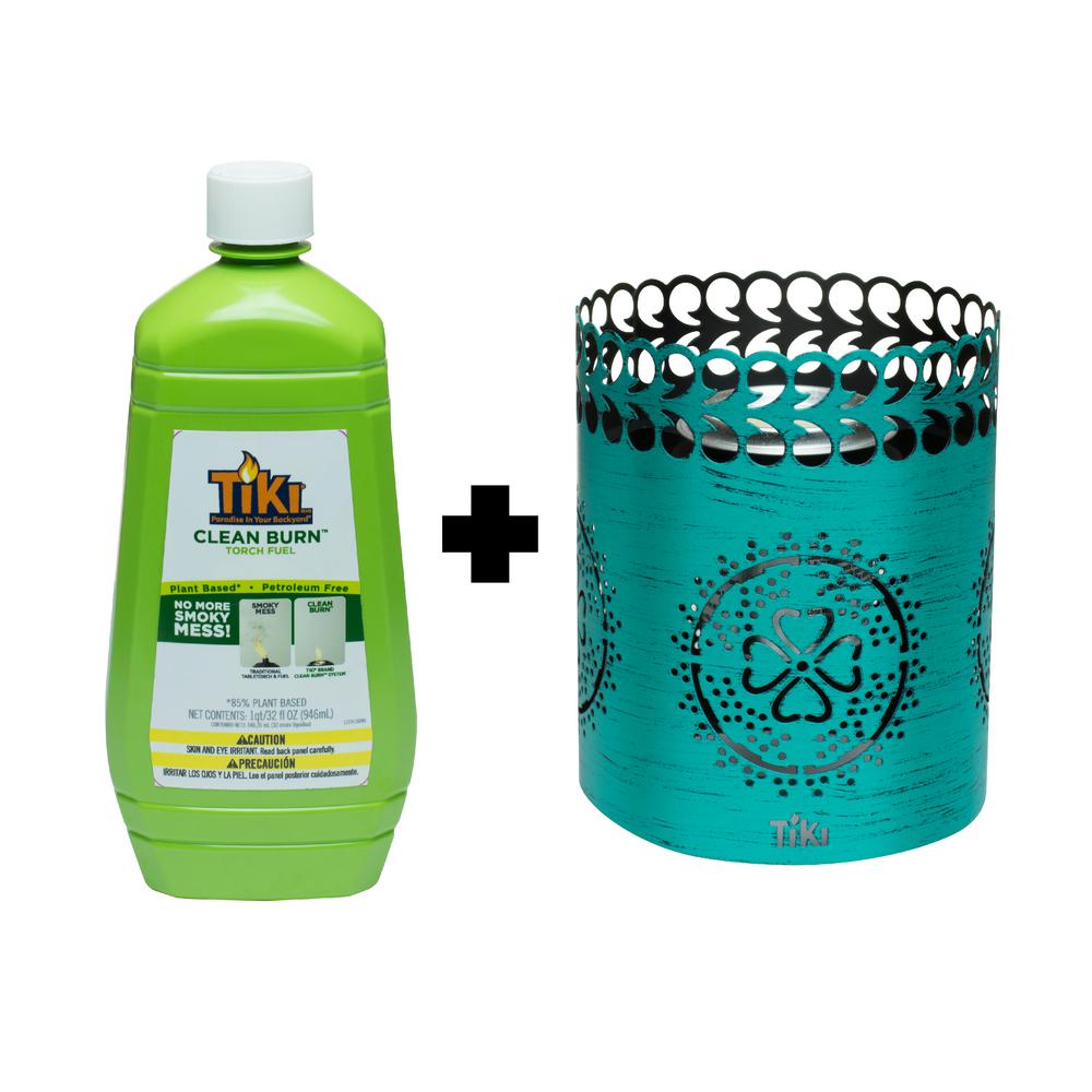 Tiki 6 In Clean Burn Flameshield Tabletop Torch Lantern Teal Plus Tiki 6 In Clean Burn Flameshield Tabletop Torch Lantern Teal Plus 32 Oz