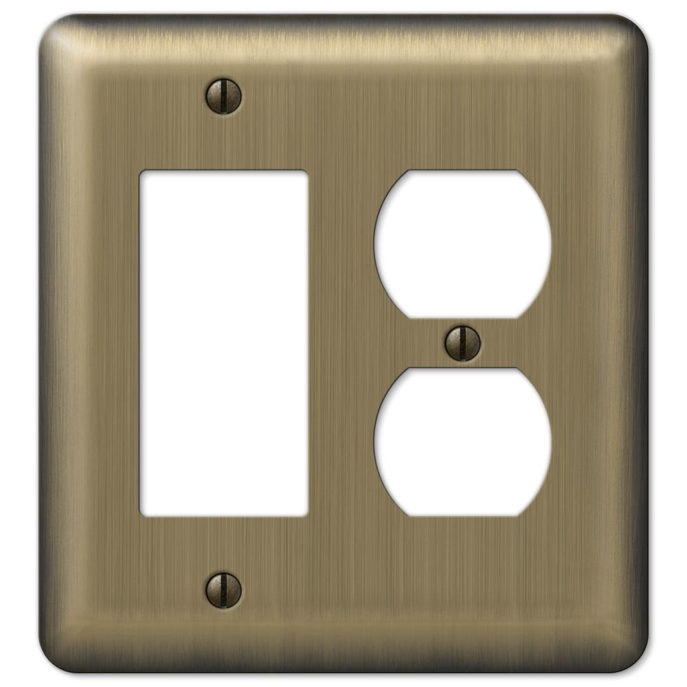 Amerelle Steel 1 Decora 1 Duplex Wall Plate, Brushed Brass154RD The