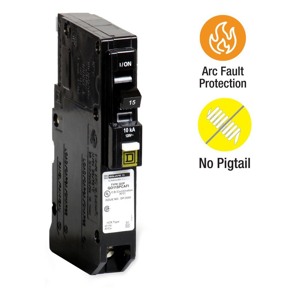 QO 15 Amp Single-Pole Plug-On Neutral Combination Arc Fault Circuit Breaker