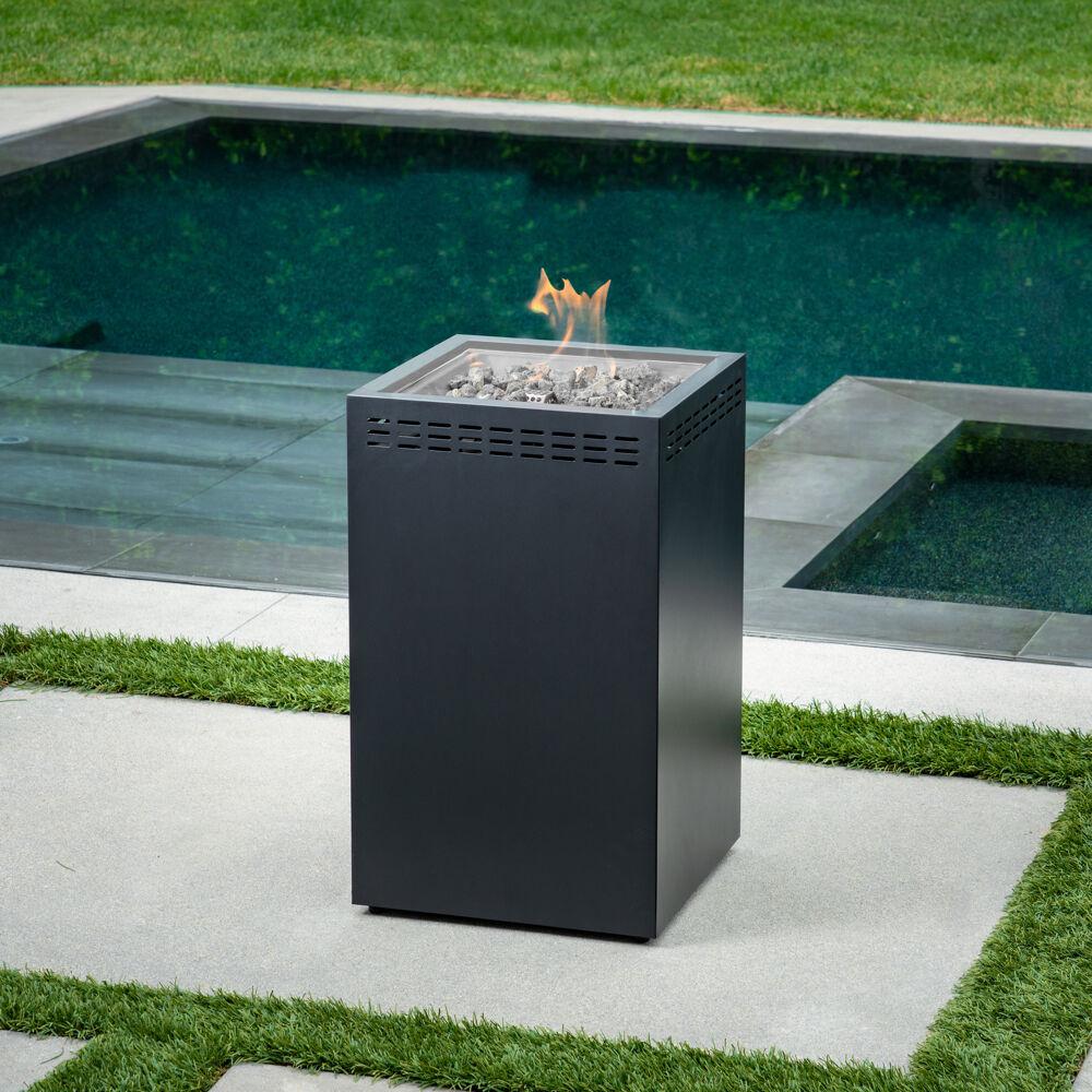 Hanover Naples 16 in. x 35 in. Square Column Steel Gas Fire Pit