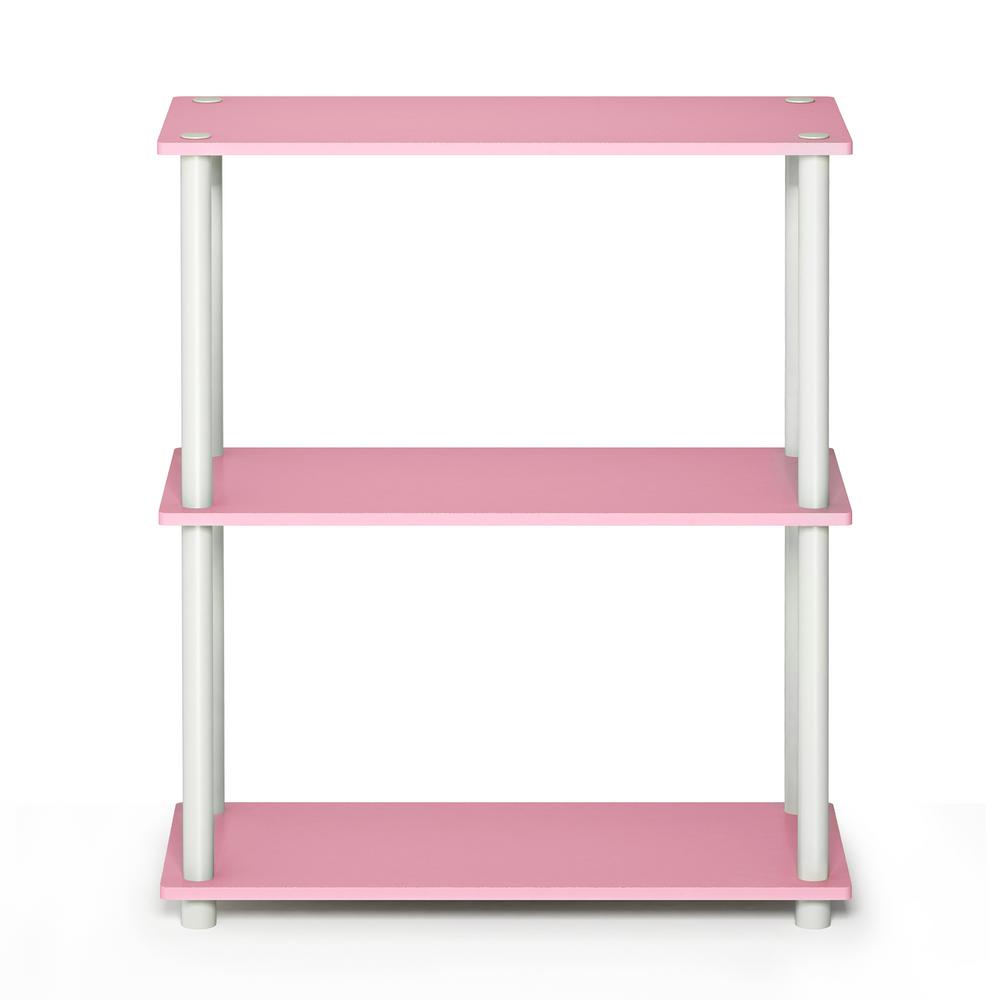 29.5 in. Pink/White Plastic 3shelf Etagere Bookcase with Open Back