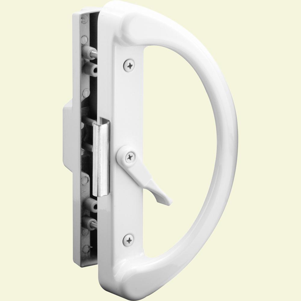 Prime Line Cast White Surface Mount Patio Door Handle With Clamp Prime Line Cast White Surface Mount Patio Door Handle With Clamp Latch