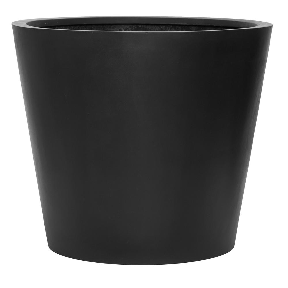 PotteryPots Block Extra Large 24 in. Tall Black Fiberstone Indoor ...