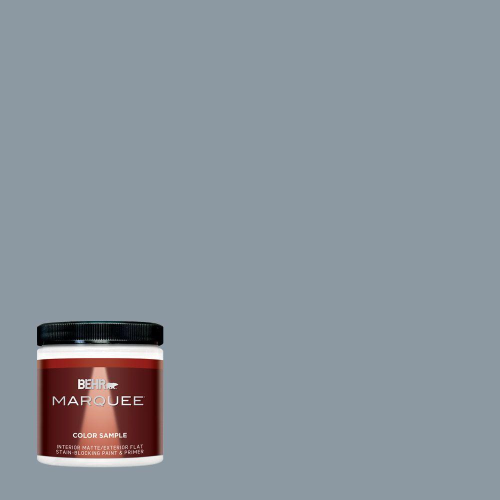 Behr Marquee 8 Oz N490 4 Teton Blue One Coat Hide Matte Interior N490 4 Teton Blue One Coat Hide Matte Interior Exterior Paint And Primer In Sample