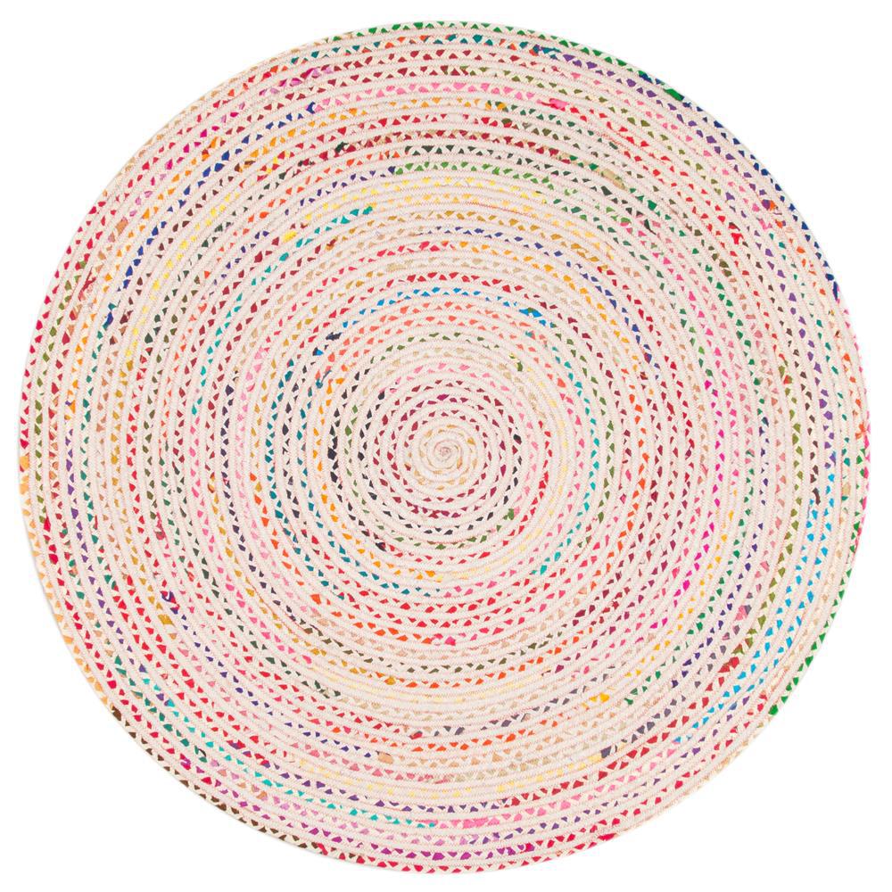 Nuloom Tammara Colorful Braided Ivory 8 Ft Round Rug Mgnm04c 808r Nuloom Tammara Colorful Braided Ivory 8