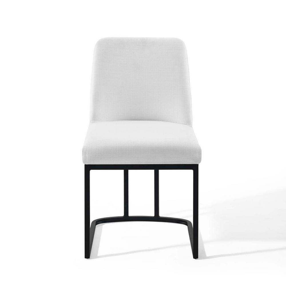 Amplify Black White Sled Base Upholstered Fabric Dining Side Chair Eei 3811 Blk Whi The Home Depot